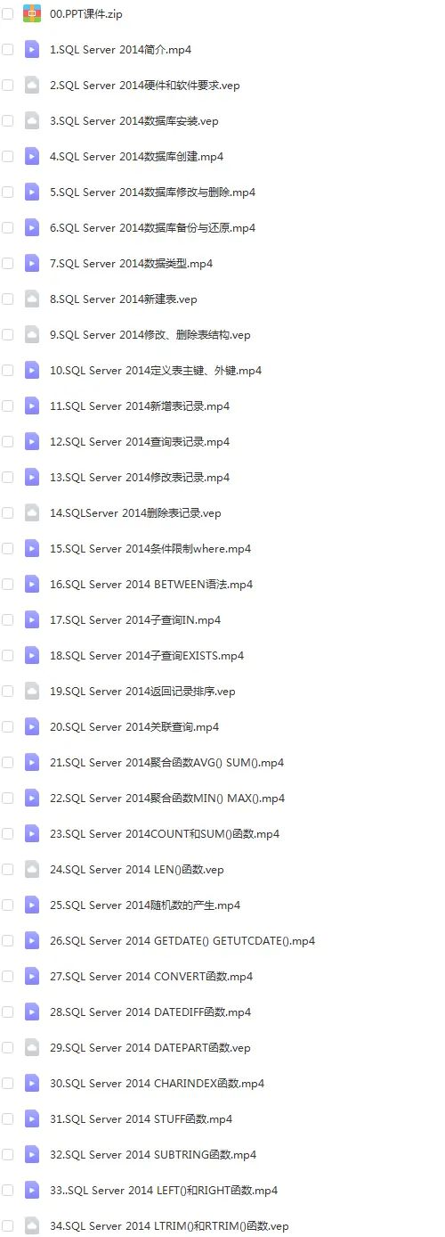 数据库Mysql/SQLServer数据库设计 架构设计教程源码(30套)