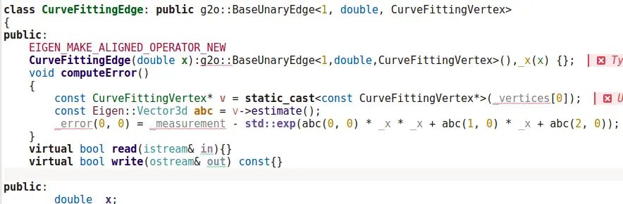 g2o CurveFittingEdge