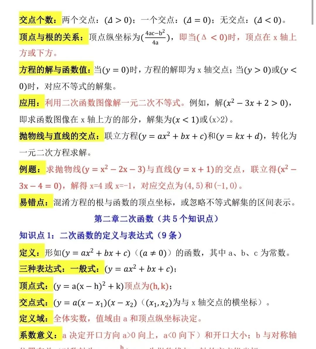 25新九上数学，要点大全梳理，非常的有用！