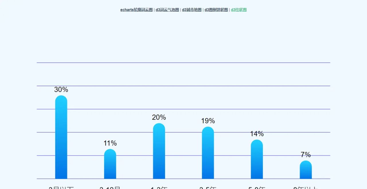 VUE+D3+Echarts绘制图表词云图地图等