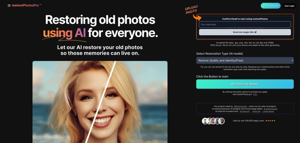 免费 RestorePhotos AI 来了、每个人都值得拥有!
