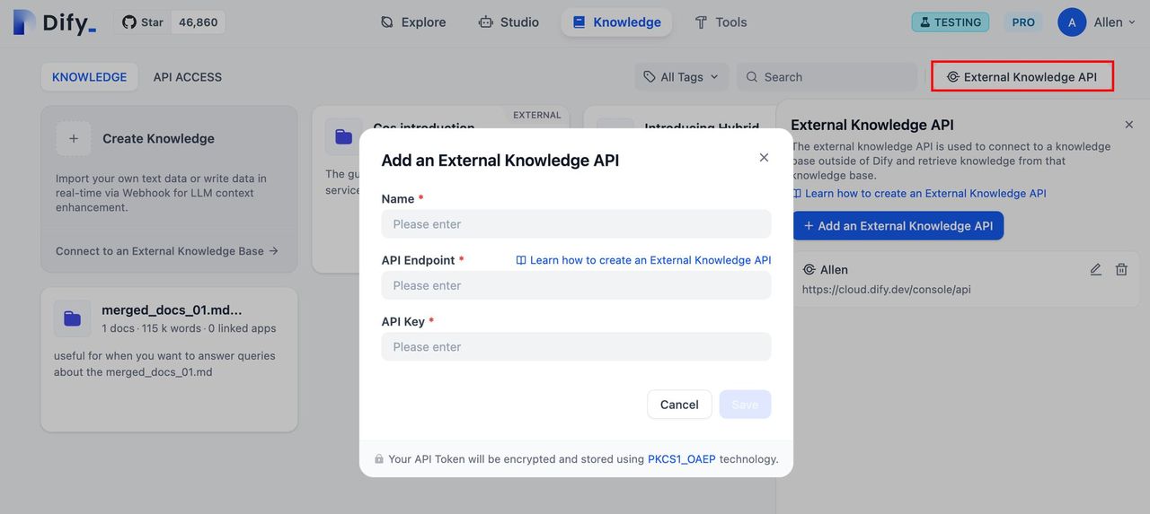 Dify外部知识库API对接使用教程