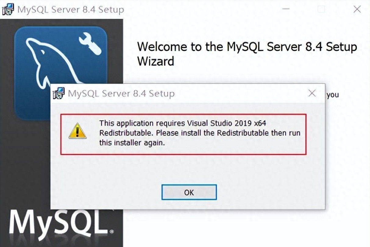 mysql8安装提示This application requires Visual Studio