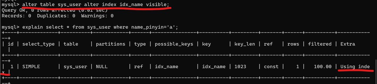 MySQL 8.0-索引- 不可见索引(invisible indexes)