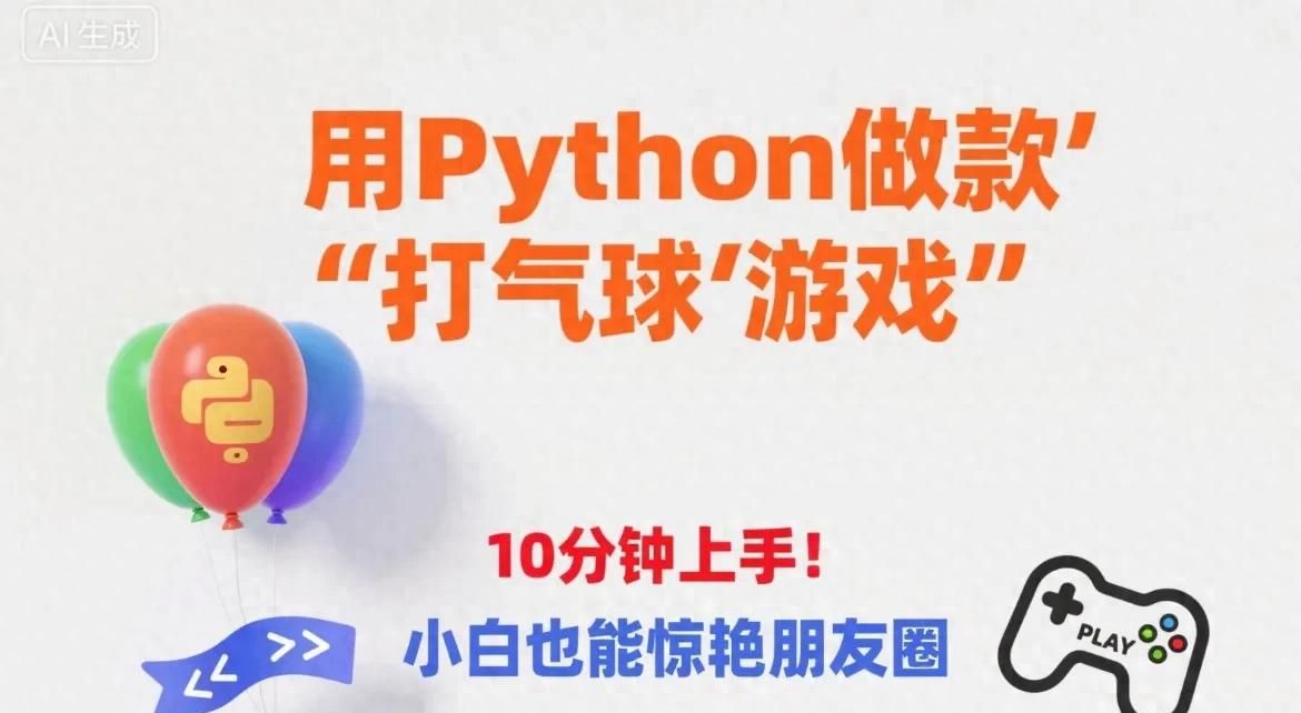 用Python做款”打气球”游戏，10分钟上手！小白也能惊艳朋友圈