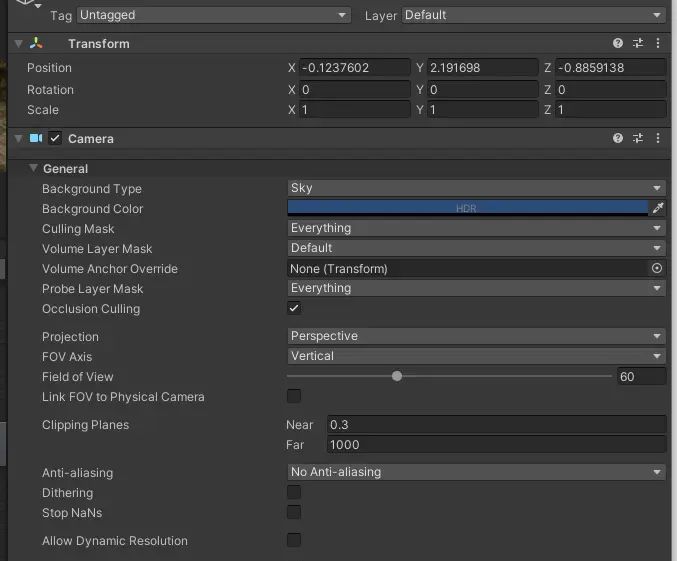 Unity 相机 相机的通用参数