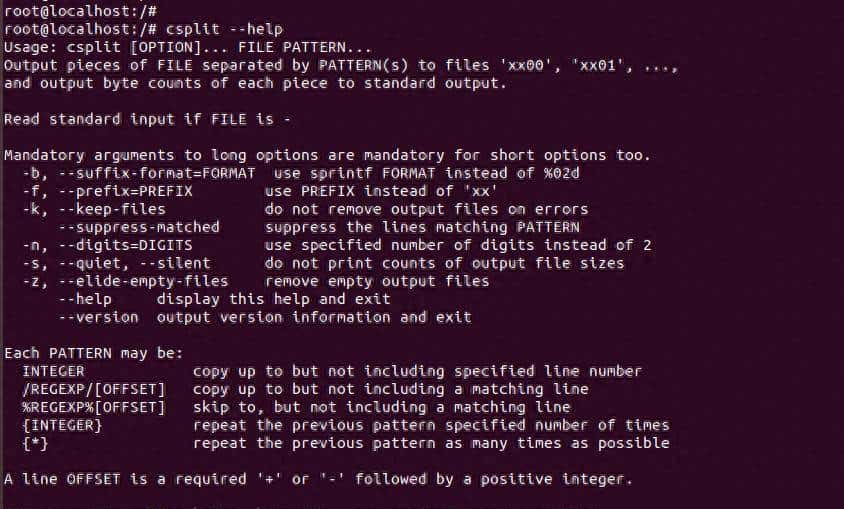linux基础命令之csplit命令
