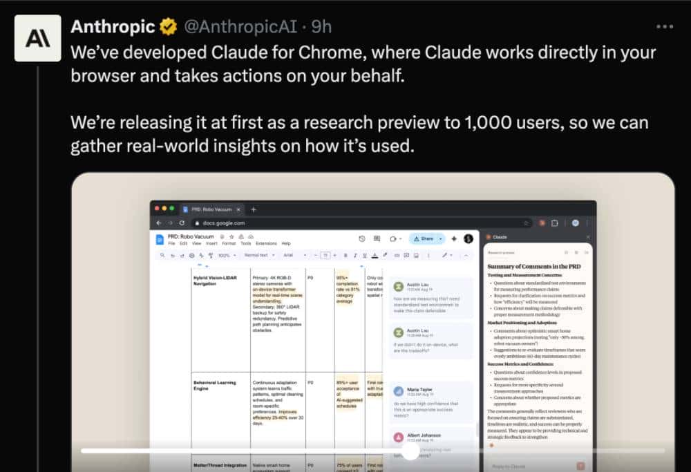 Claude杀进谷歌浏览器,Agent能点、能填、能跳转,让页面自己“动”起来