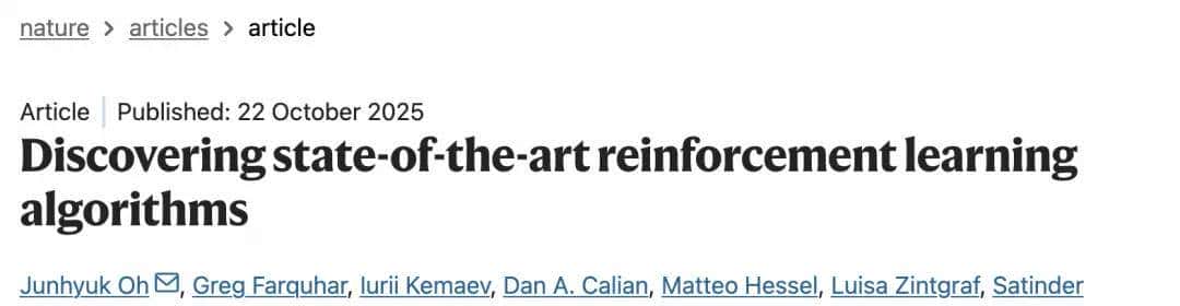Nature:算法自我进化,DeepMind让AI智能体独立发现强化学习规则