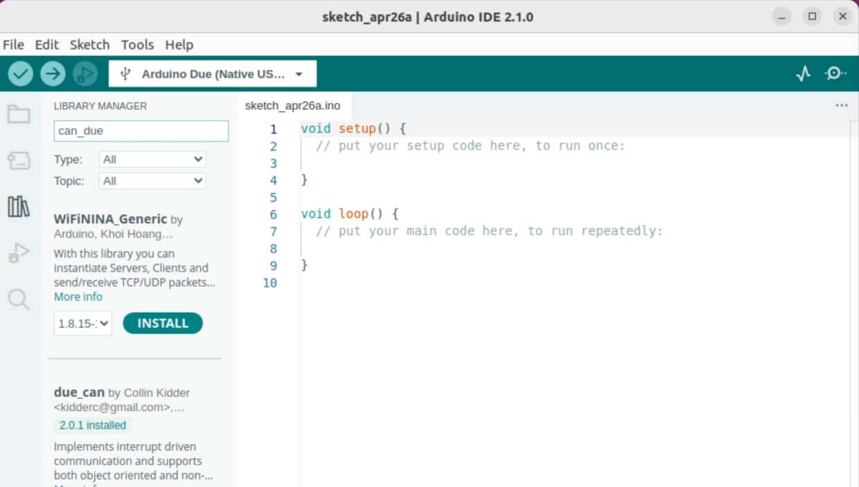 第0x01讲 使用Arduino DUE开发板进行CAN总线通信