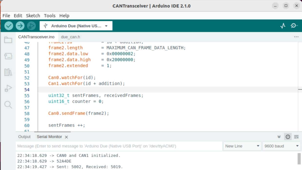 第0x01讲 使用Arduino DUE开发板进行CAN总线通信
