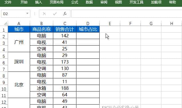 合并单元格下的分组占比这个坑怎么填?