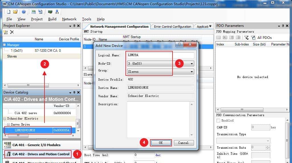 CANopen模块实现S7-1200 PLC同LXM28A伺服驱动器的通讯