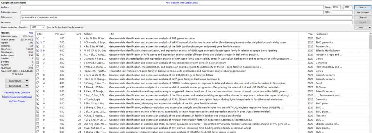 学术爬虫利器：Publish or Perish 7