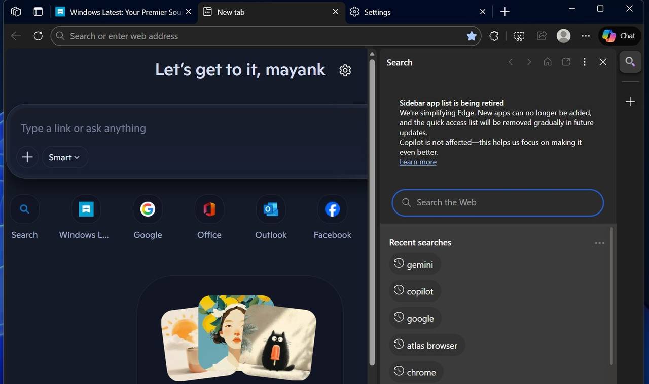 第 322 期:微软 Edge 浏览器计划移除侧边栏应用列表