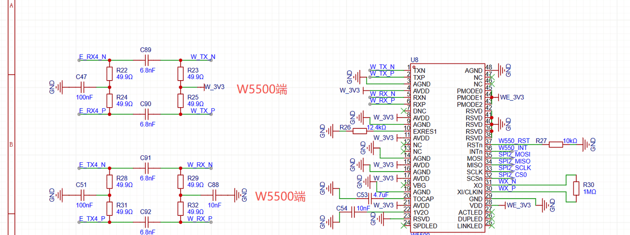 W5500芯片PHY到PHY直连RTL8305NB网络HUB芯片