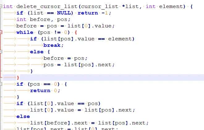 c语言实现实现游标链表