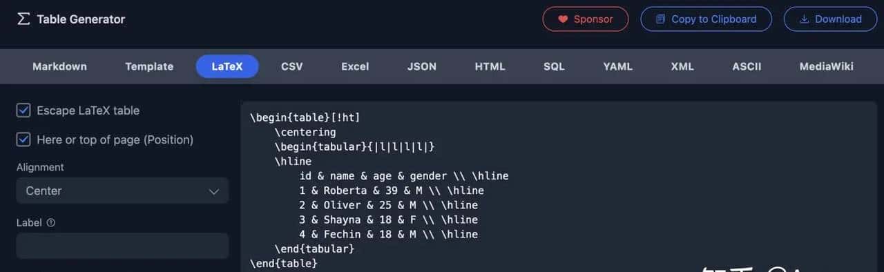 LaTeX排版：快速生成 LaTeX 表格