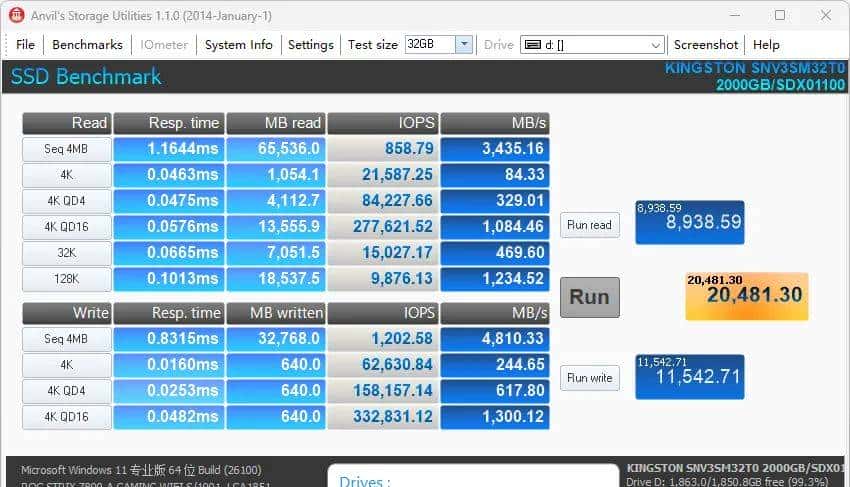 专为游戏掌机打造的扩容利器——金士顿NV3 PCIe 4.0 NVMe M.2 2230固态硬盘2TB测试