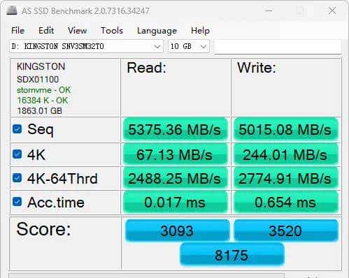 专为游戏掌机打造的扩容利器——金士顿NV3 PCIe 4.0 NVMe M.2 2230固态硬盘2TB测试