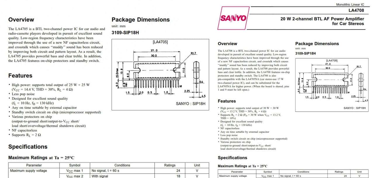 鲜有人知并且音质超好的25WX2/LA4705/4708HIFI功放芯片电路图