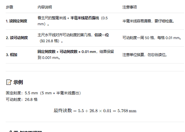 游标卡尺与千分尺测量、读数