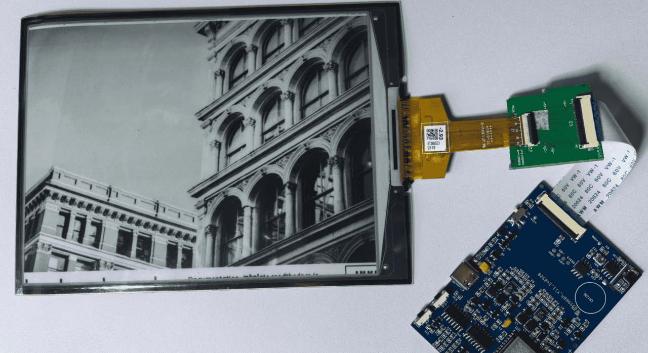 6.8寸柔性墨水屏黑白电子纸eink原装16灰度超快刷新TTL39pin接口ET068SC1可弯曲防摔电子书用