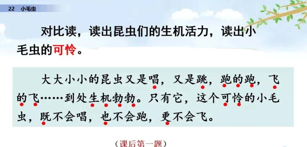 二年级下册语文课文22《小毛虫》图文详解及同步练习