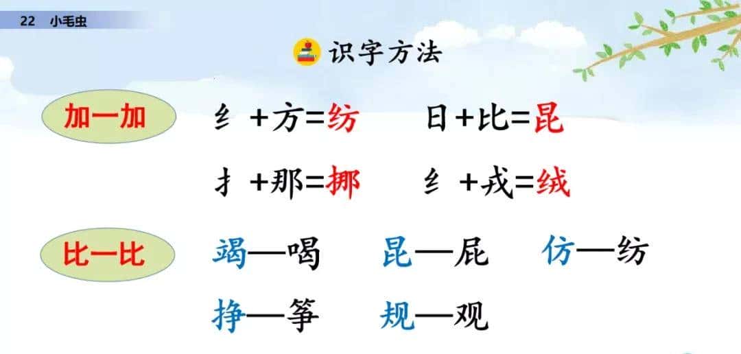 二年级下册语文课文22《小毛虫》图文详解及同步练习