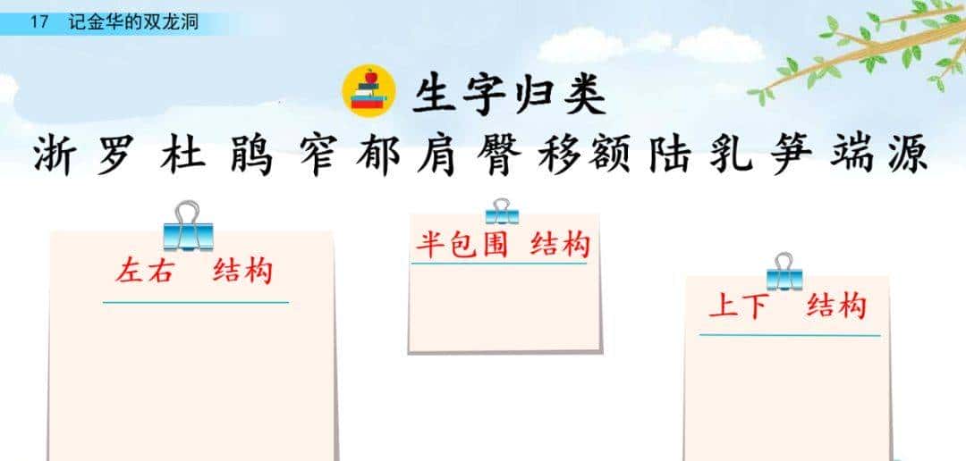 四年级下册语文第17课《记金华的双龙洞》图文详解及同步练习