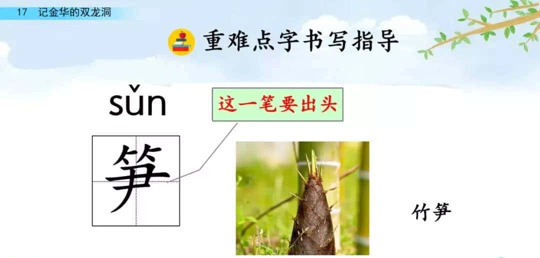 四年级下册语文第17课《记金华的双龙洞》图文详解及同步练习