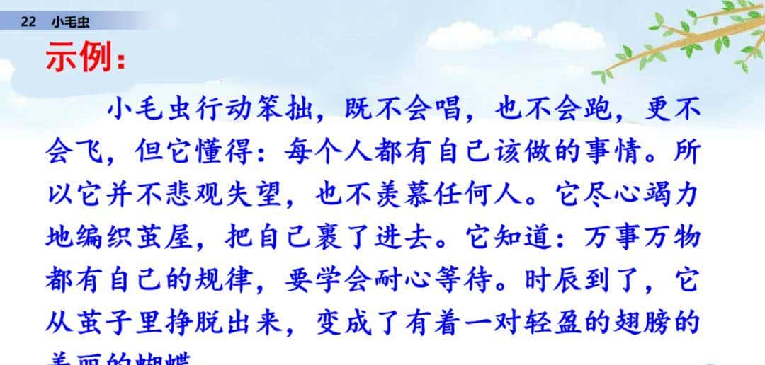 二年级下册语文课文22《小毛虫》图文详解及同步练习