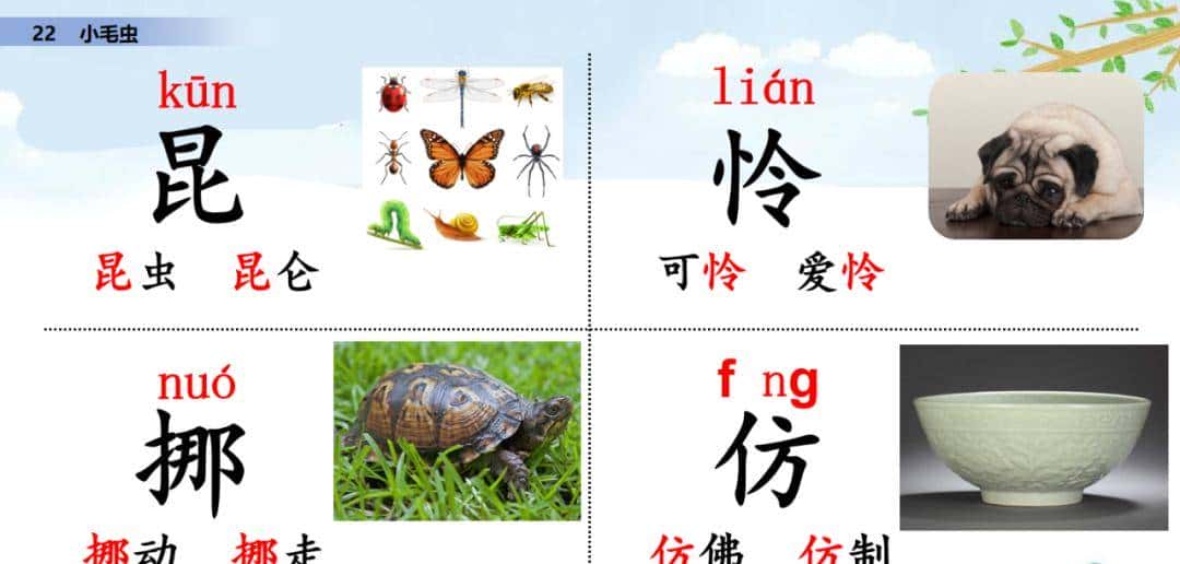 二年级下册语文课文22《小毛虫》图文详解及同步练习