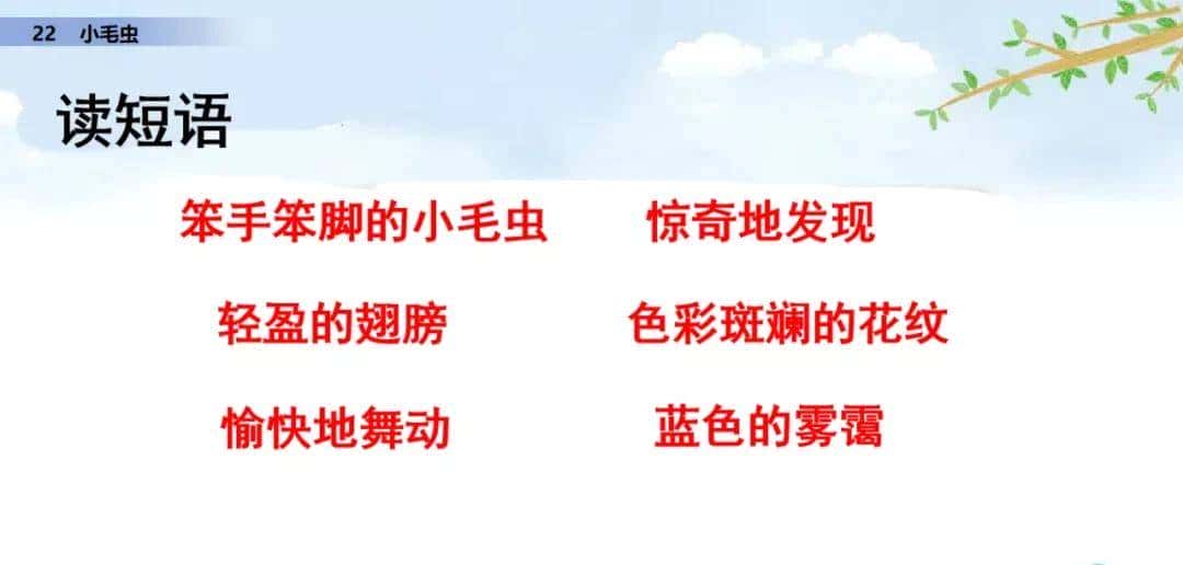二年级下册语文课文22《小毛虫》图文详解及同步练习