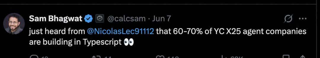TypeScript“杀疯了”!60% 到 70% YC 创企用它构建 AI Agent,赶超 Python 有戏?