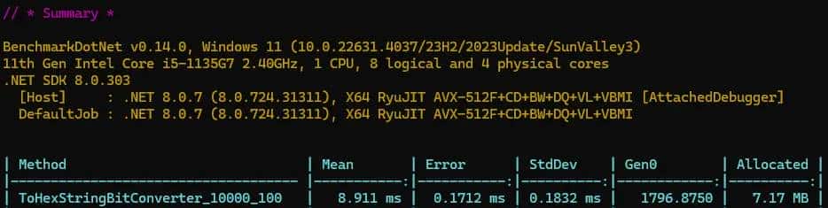 net core中byte数组如何高效转换为16进制字符串