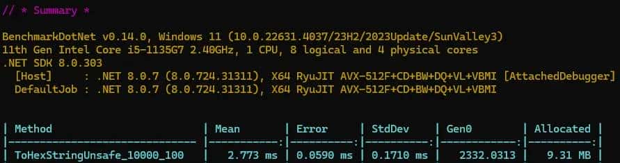 net core中byte数组如何高效转换为16进制字符串