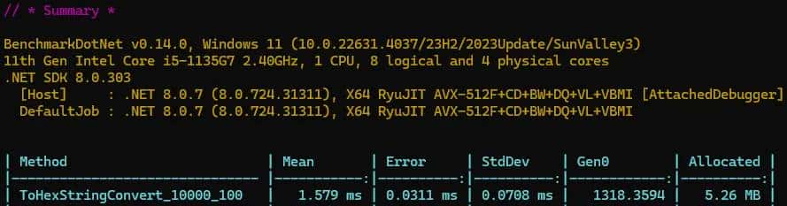 net core中byte数组如何高效转换为16进制字符串