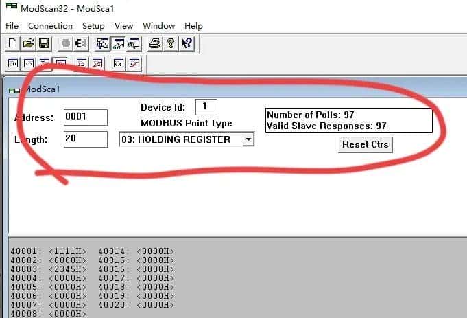 西门子S7-1200 CM1241的MODBUS RTU从站与MODSCAN32模拟通信