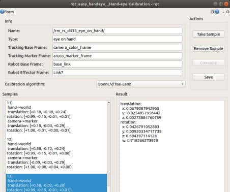 睿尔曼超轻量仿人机械臂--Realsense D435手眼标定