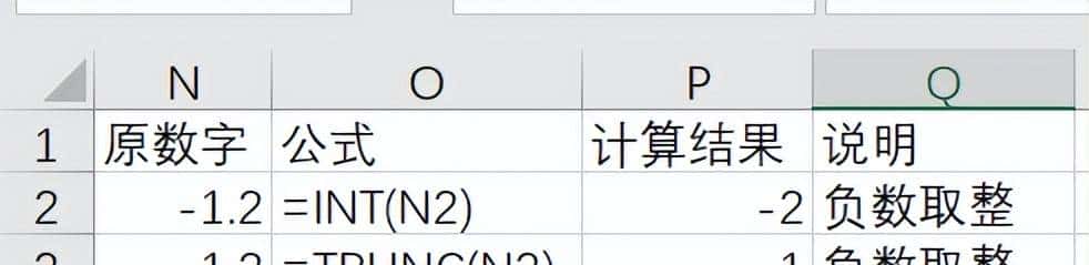 Excel中数值取整及四舍五入