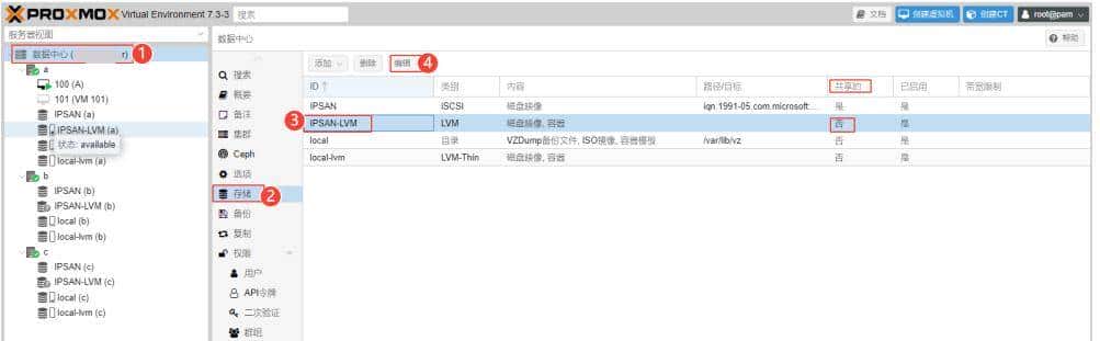 PVE中添加ISCSI存储