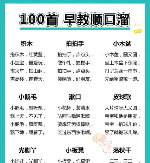 每天跟宝宝说这100首顺口溜;越听越机灵