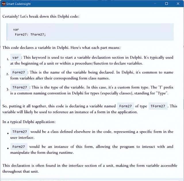 RAD Studio 12.3（Delphi12.3）中的人工智能智能CodeInsight