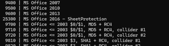 Excel、word、pdf、rar、zip文件密码忘记了，Hashcat三分钟破解