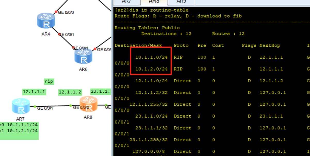 华为路由器配置RIP引入OSPF详细配置