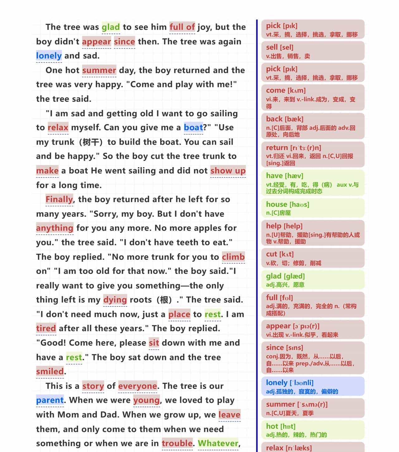 初中英语单词记不住？这篇《苹果树》短文绝了！学霸都在偷偷用！