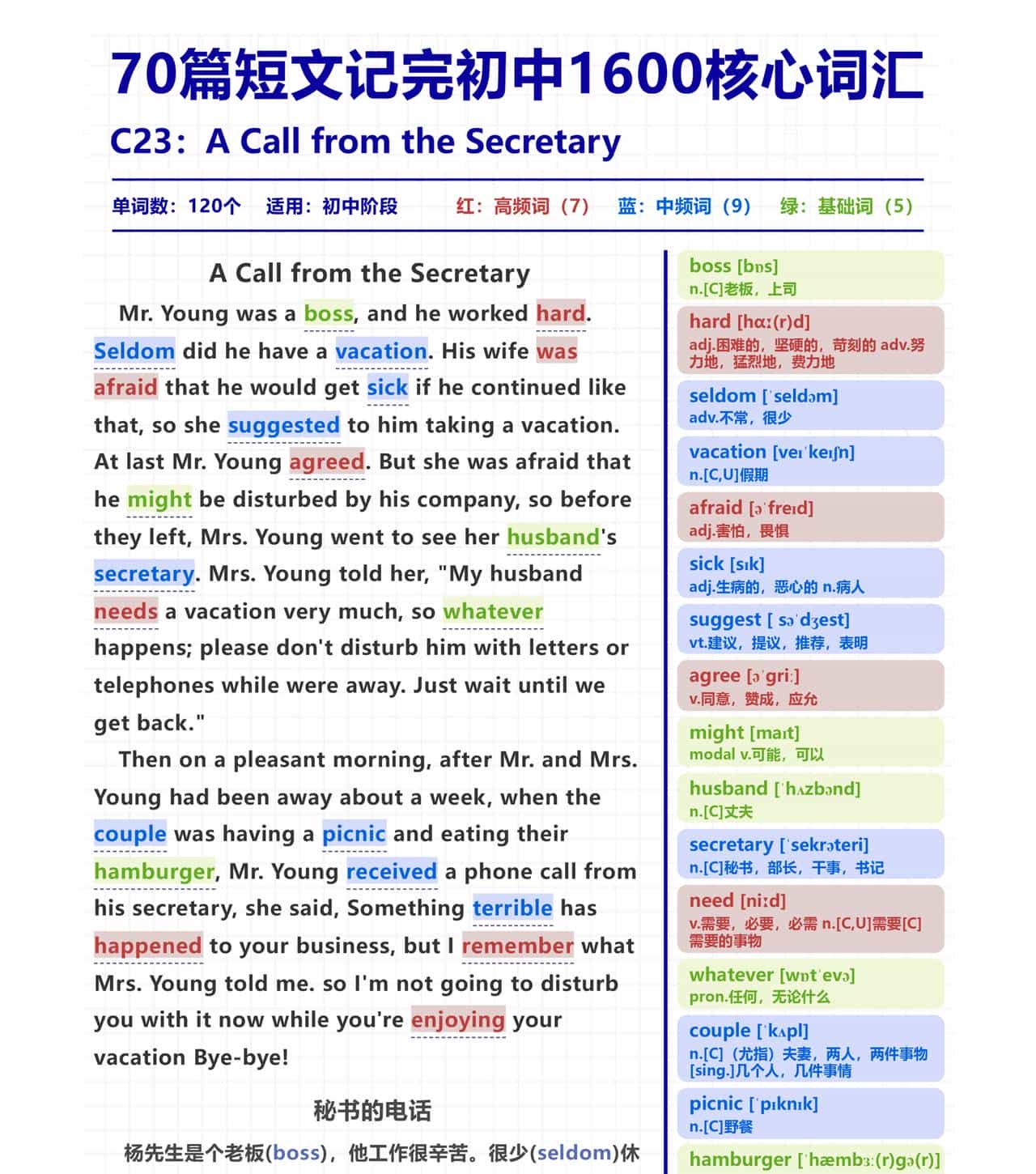 初中娃记单词总翻车？一篇《秘书的电话》短文，3 个妙招攻克 ！