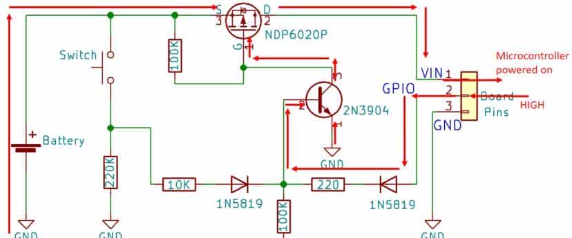 ESP32、ESP8266、Arduino 的锁存电源开关电路（自动关机电路）
