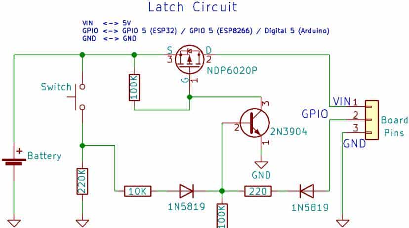 ESP32、ESP8266、Arduino 的锁存电源开关电路（自动关机电路）
